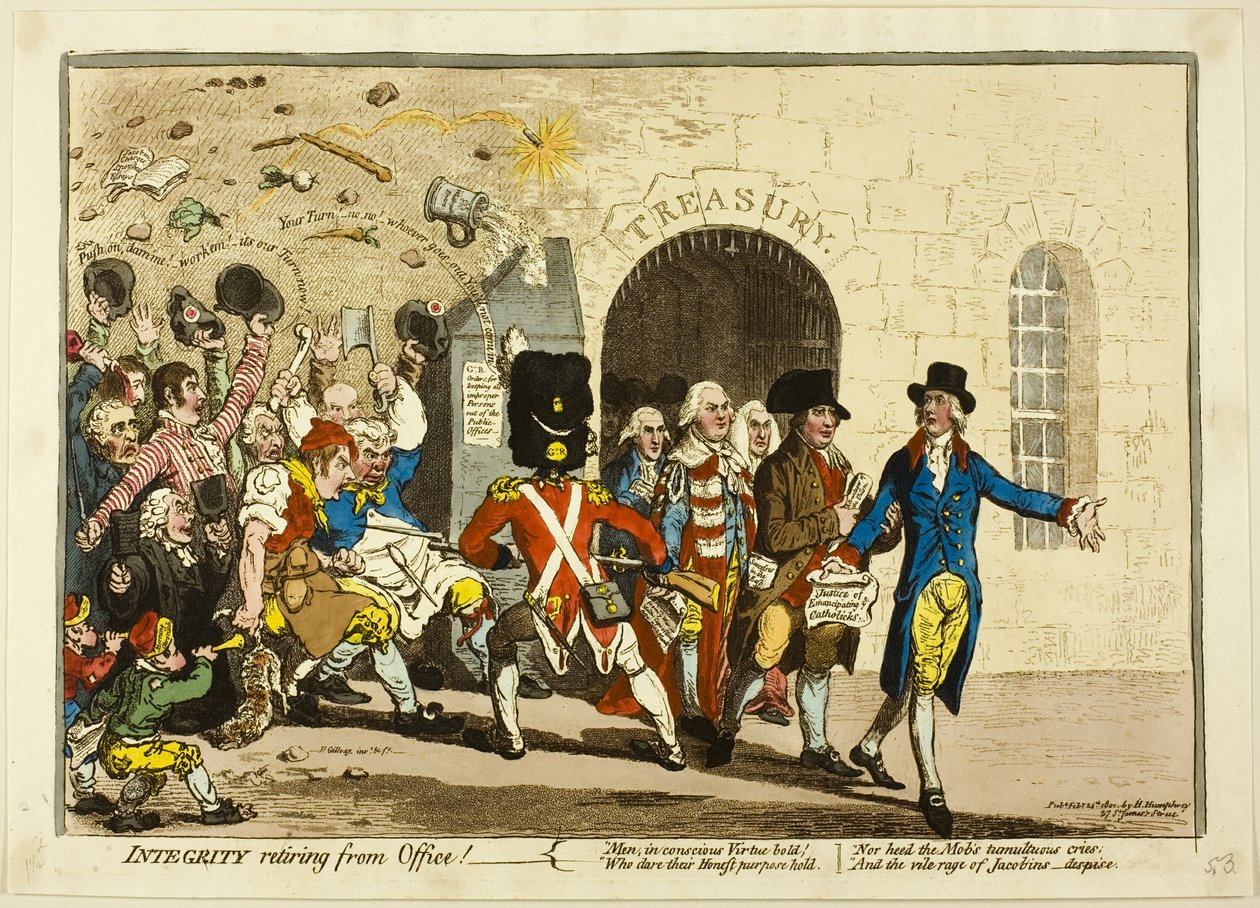 Integrity lämnar sitt uppdrag av James Gillray
