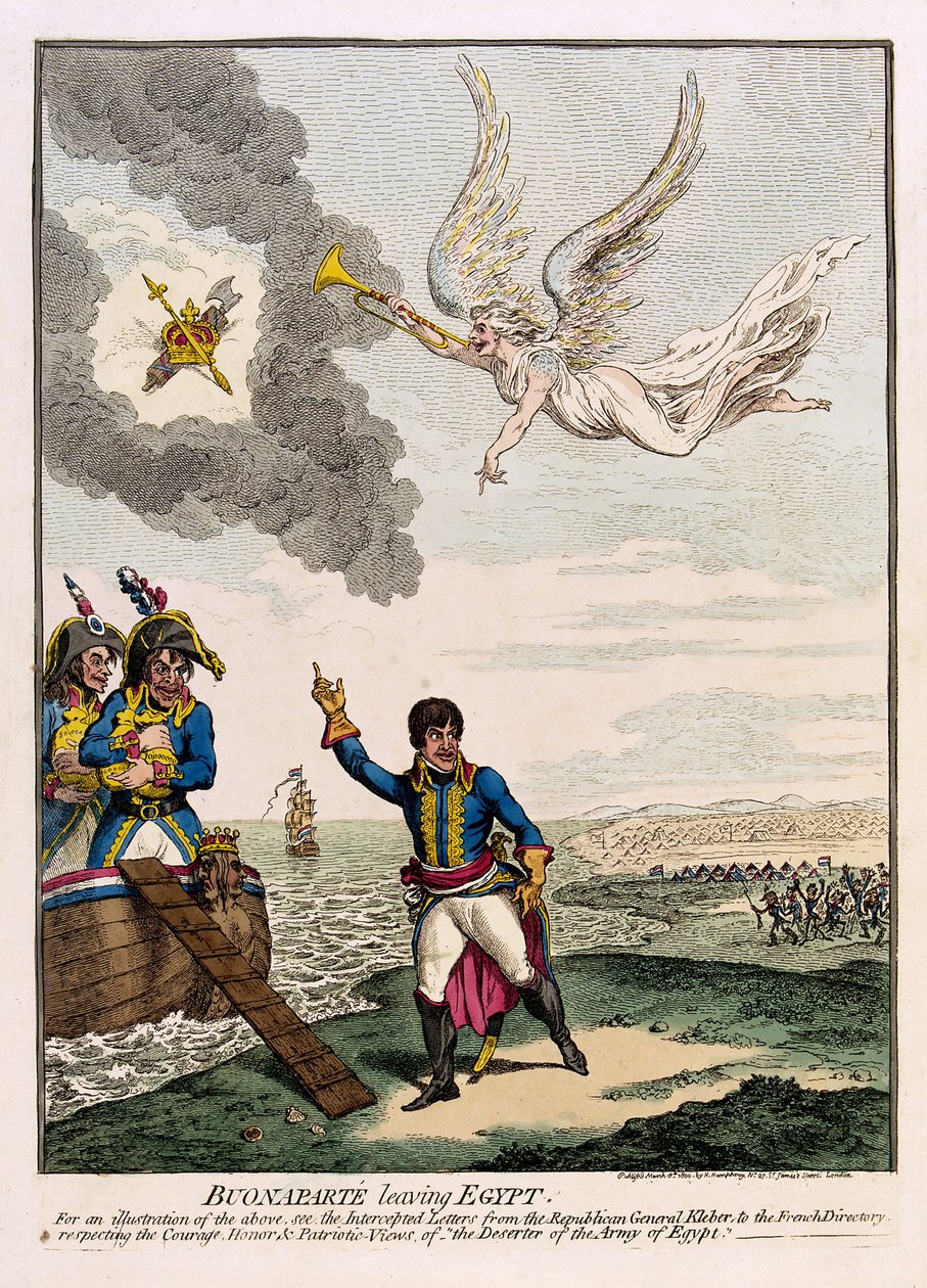 Napoleon Bonaparte (1769-1821) lämnar Egypten av James Gillray
