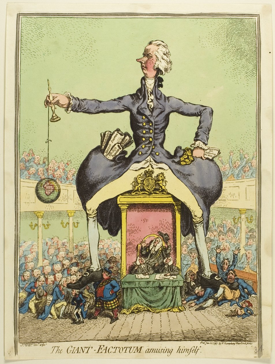 Jätten Factotum roar sig själv av James Gillray