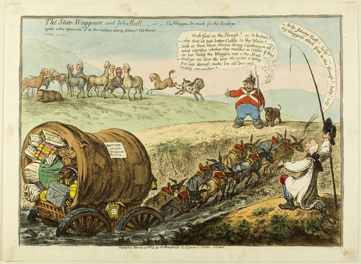 Staten Waggoner och John Bull av James Gillray