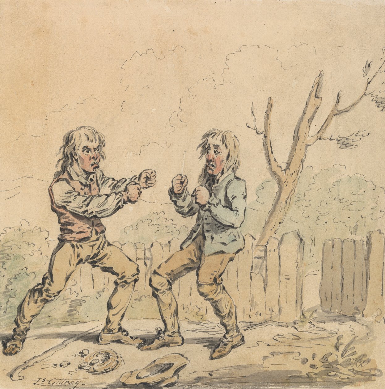 Två män på Fisticuffs av James Gillray
