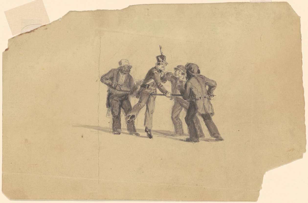 Studie för "Militia Training" [recto] av James Goodwyn Clonney