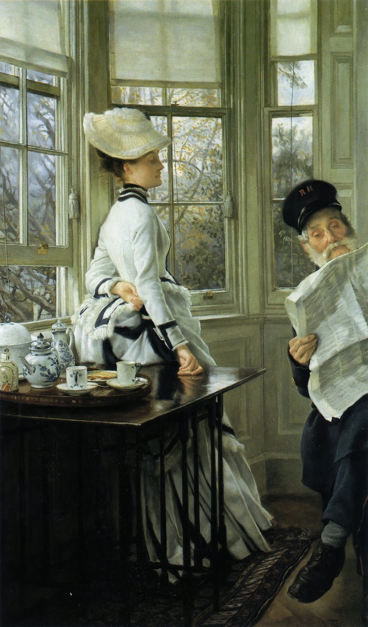 Läser nyheterna, 1874. av James Jacques Joseph Tissot