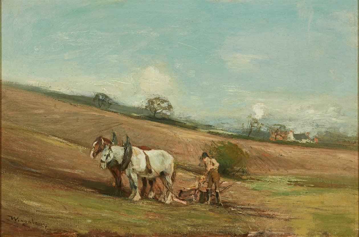 Vårplöjning (olja på duk) av James Lawton Wingate