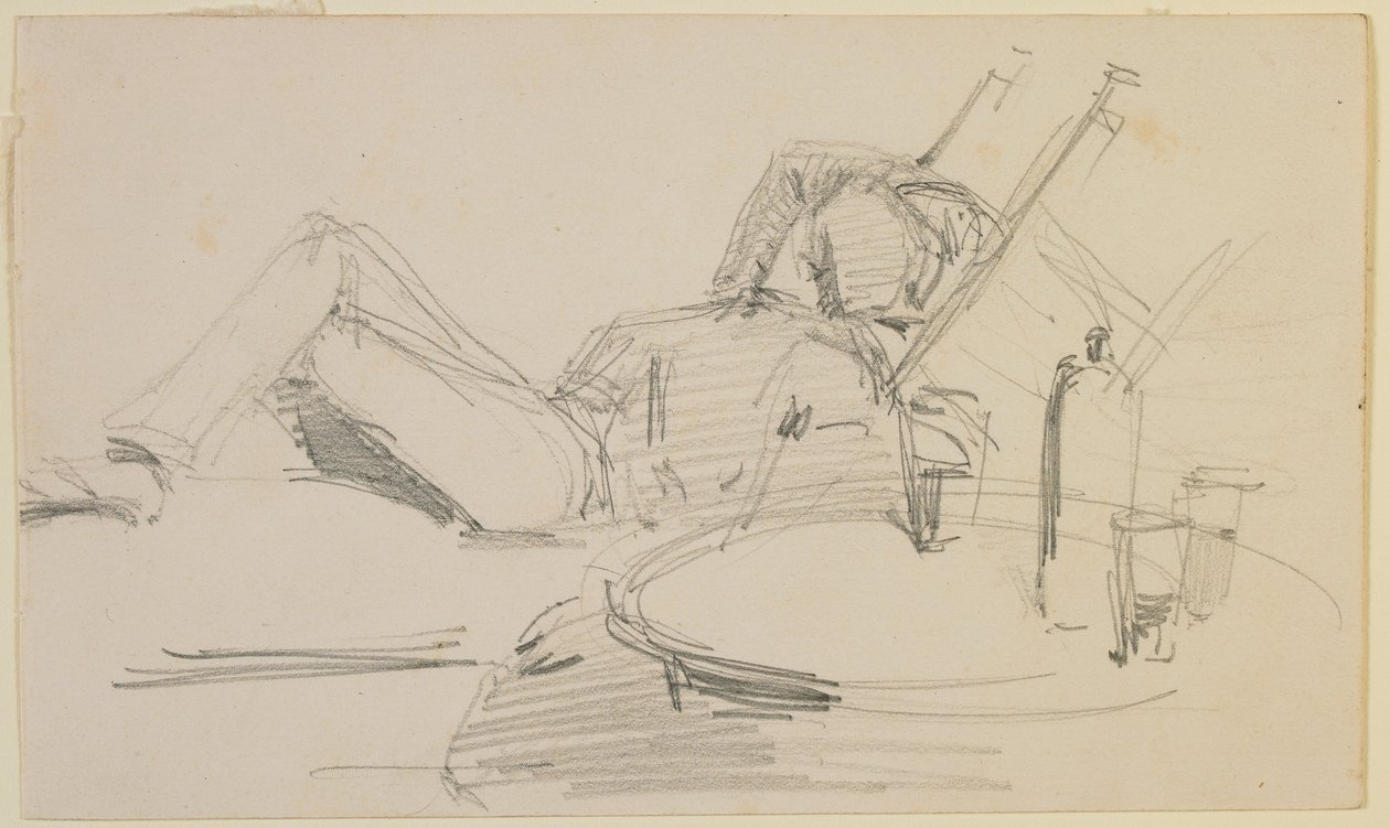 En man lutad på en säng av James Abbott McNeill Whistler
