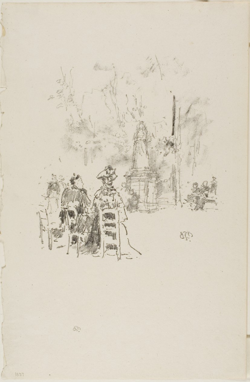 Samtal under statyn, Luxembourgträdgården av James Abbott McNeill Whistler