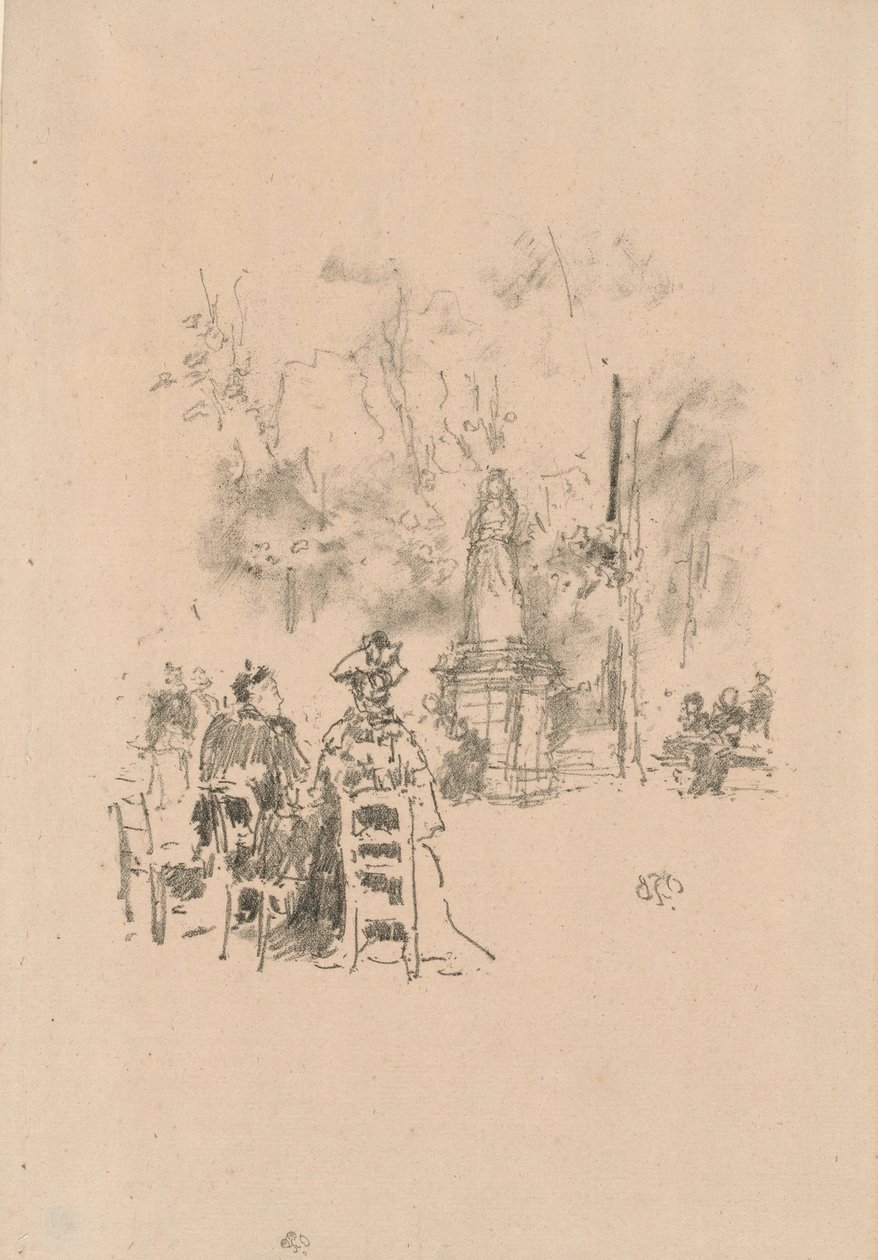 Samtal under statyn, Luxembourgträdgården av James Abbott McNeill Whistler