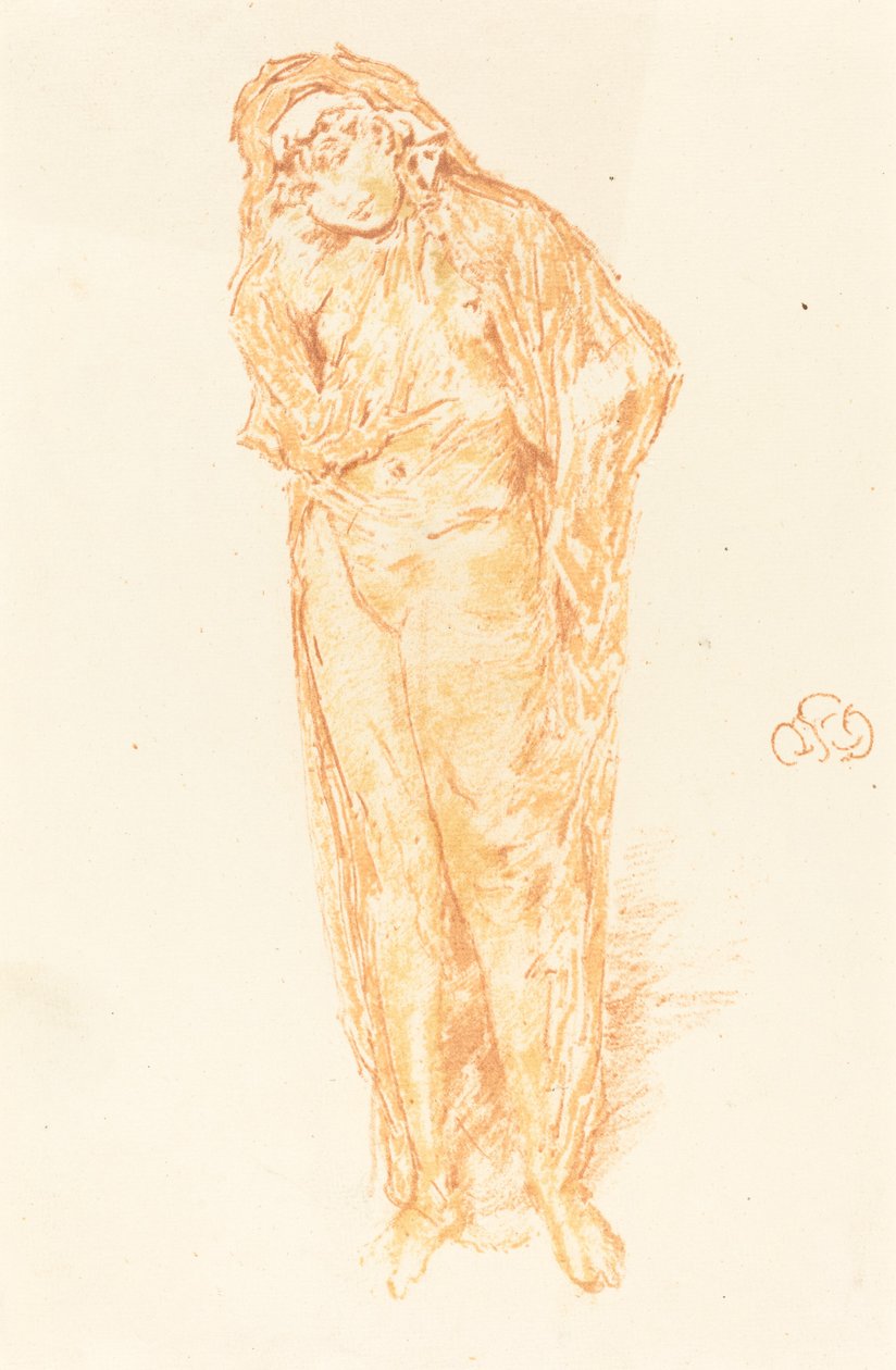 Draperad figur, stående av James Abbott McNeill Whistler
