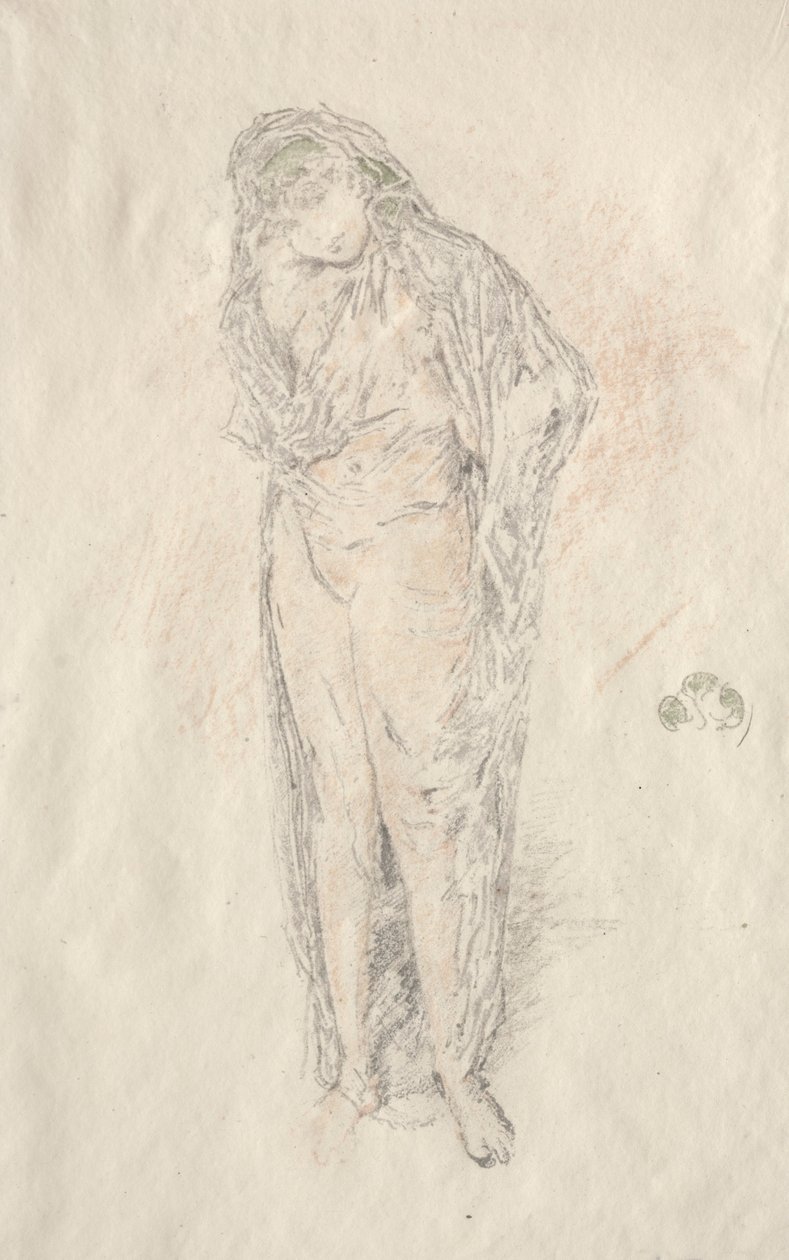 Draperad figur stående av James McNeill Whistler