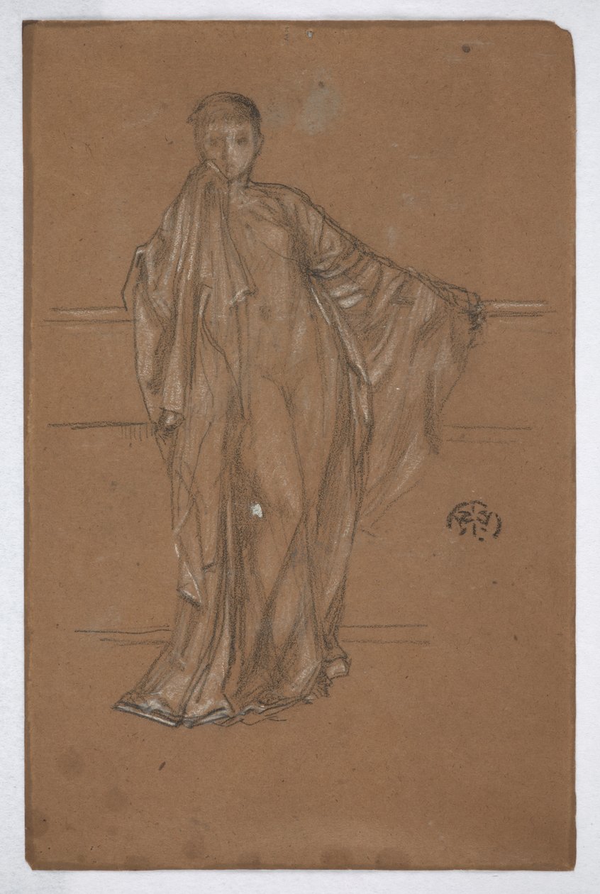 Draperad figur vid ett räcke av James Abbott McNeill Whistler