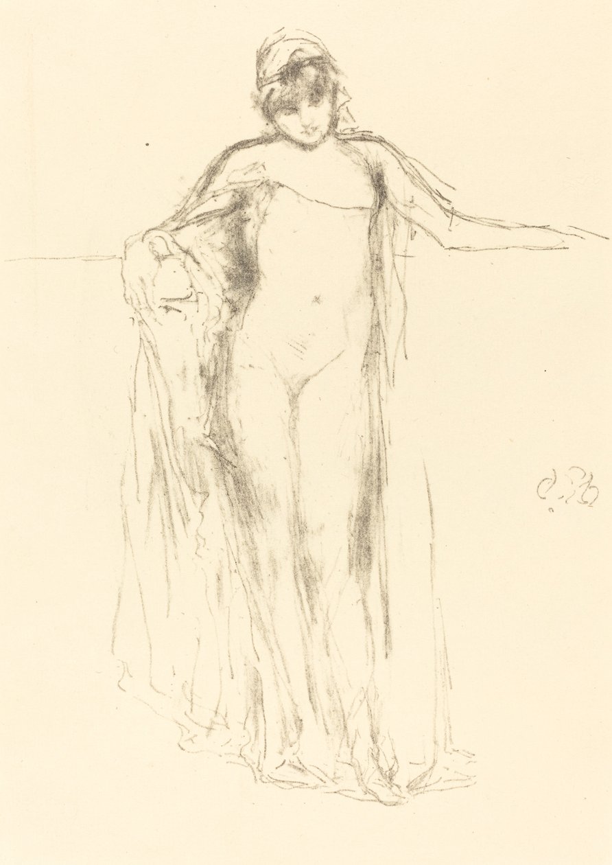 Draperad modell, stående av James Abbott McNeill Whistler