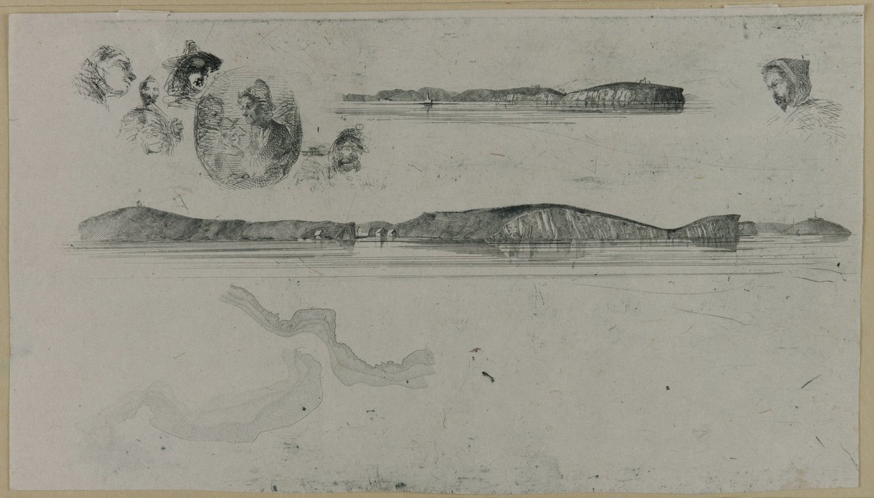 Skisser på kustmätningsplattan av James Abbott McNeill Whistler
