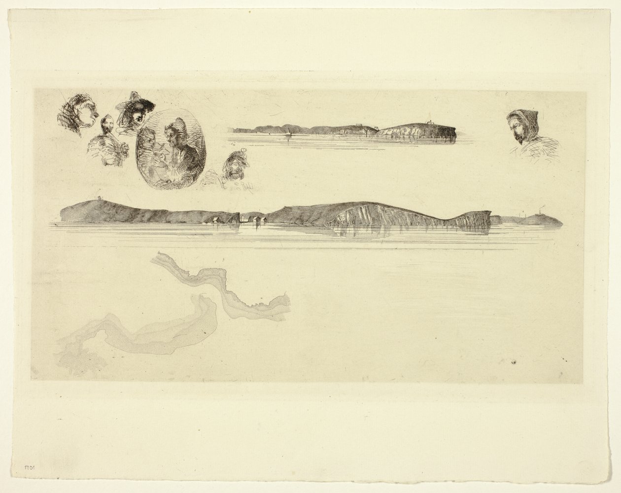 Skisser på kustmätningsplattan av James Abbott McNeill Whistler