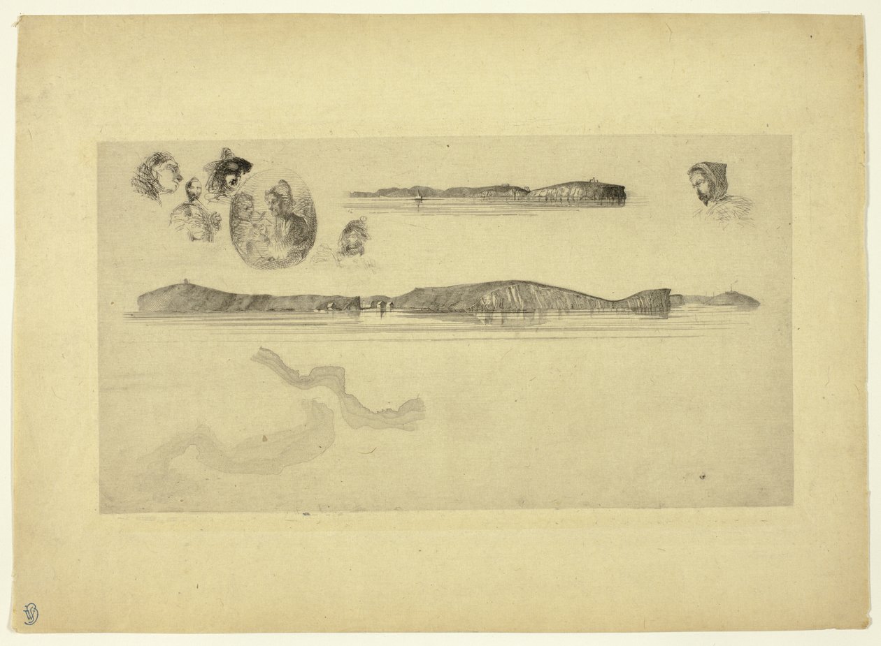 Skisser på kustmätningsplattan av James Abbott McNeill Whistler