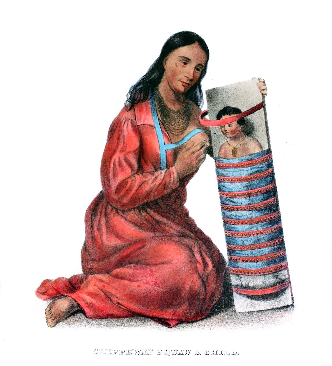 Chippeway (Ojibwe) kvinna och barn av James Otto Lewis