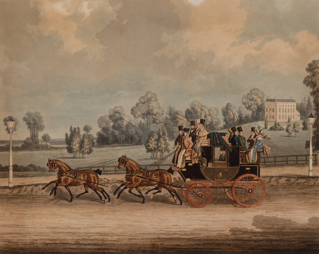 Cambridge Coach (färgad gravyr) av James Pollard