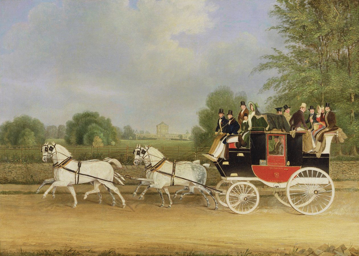London-Farringdon Coach passerar Buckland House, Berkshire av James Pollard