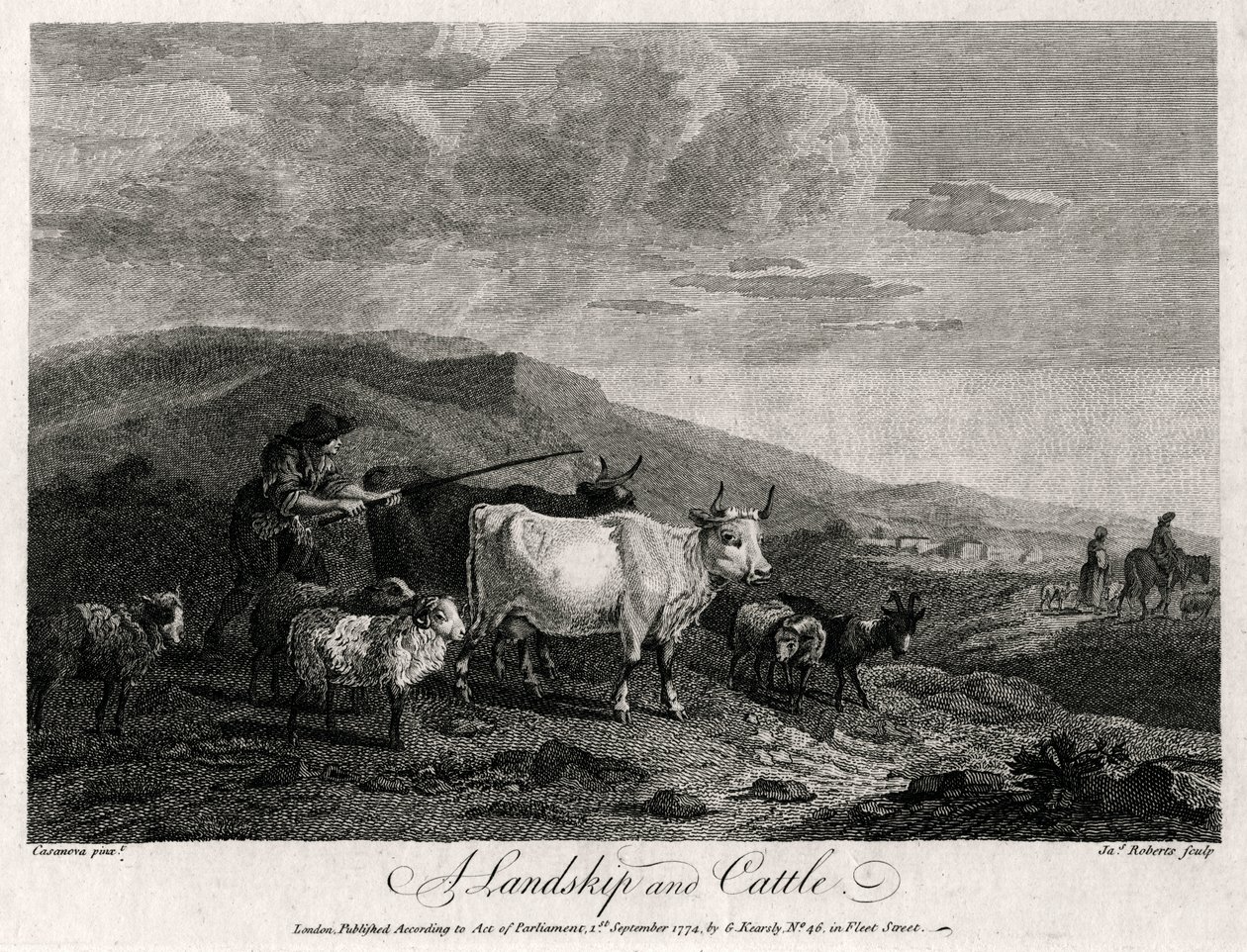 Ett landskip och boskap, 1774. av James Roberts