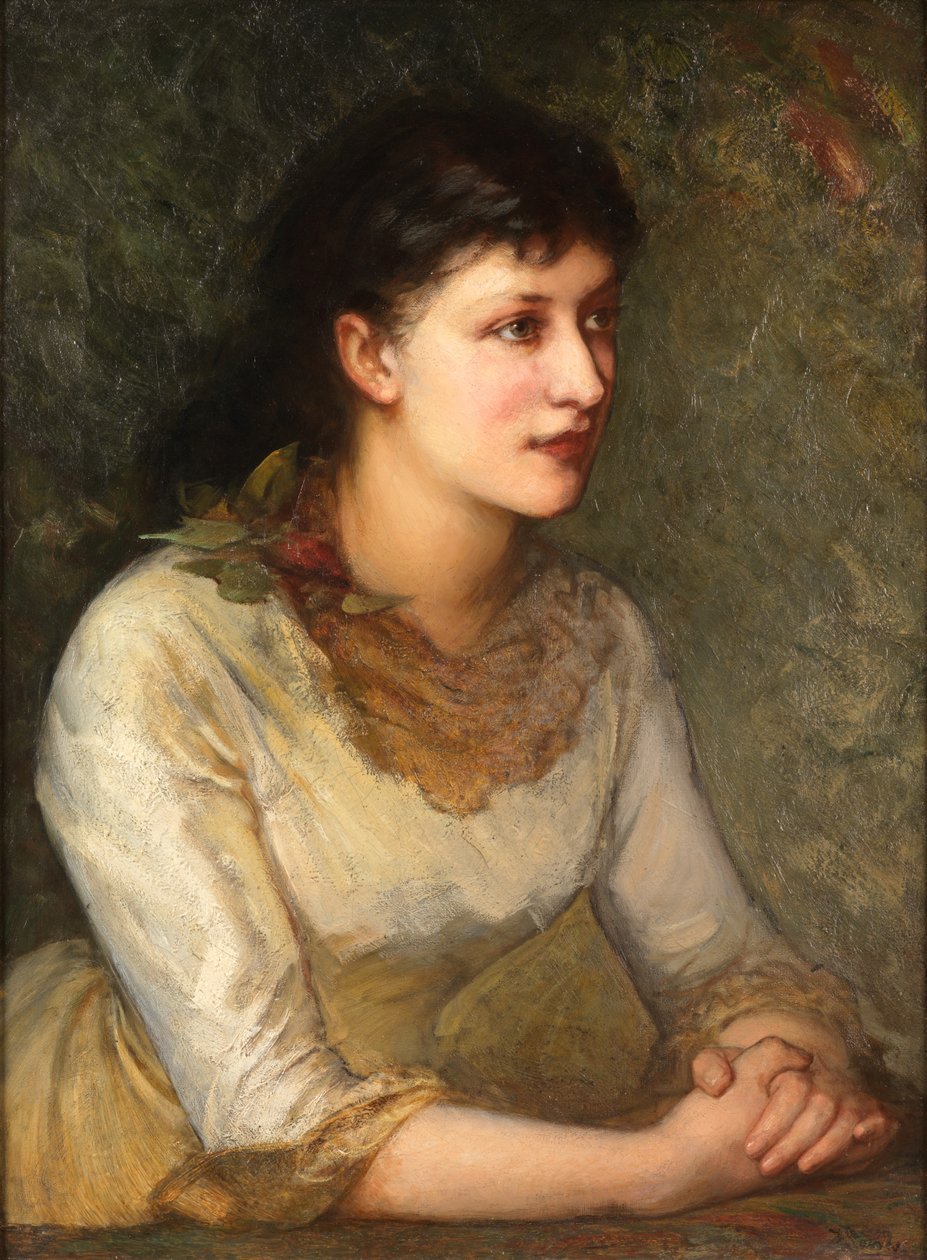 En elegant ung kvinna (olja på duk) av James Sant