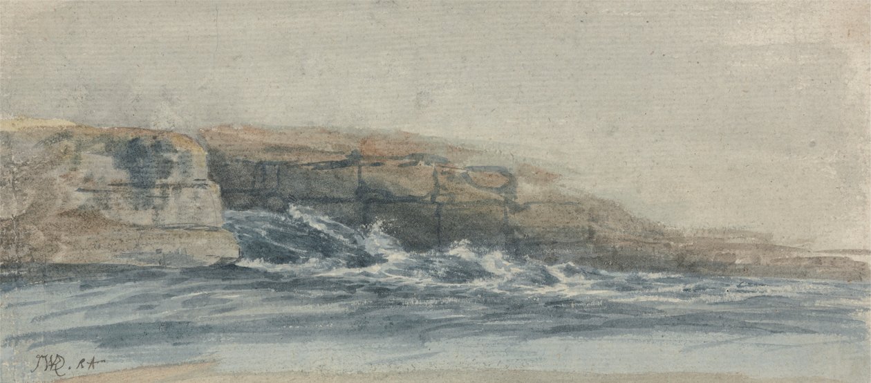 Sea Breaking på steniga klippor till vänster av James Ward