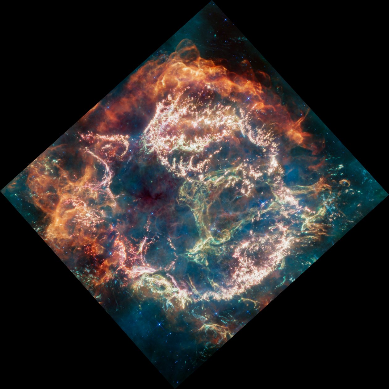 Cassiopeia A (MIRI-bild) av James Webb Space Telescope (NASA)