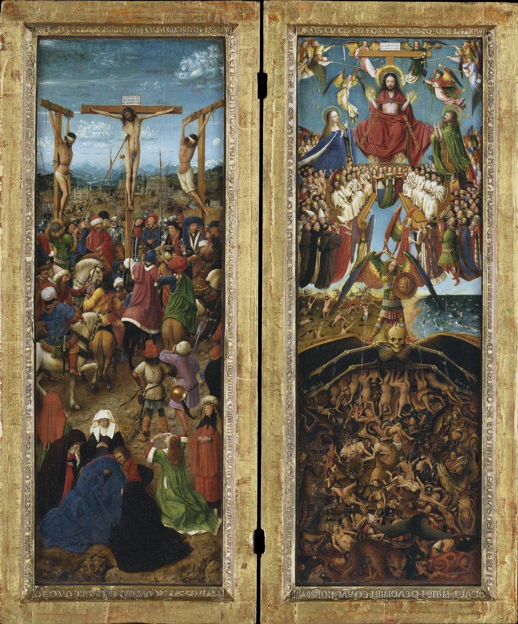 The Crucifixion; The Last Judgment, diptych av Jan van Eyck