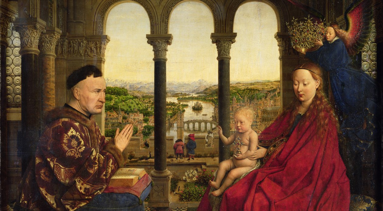 Rolin Madonna (La Vierge au Chancelier Rolin), ca. 1435 (panel) (detaljer fra 2993) Sverige av Jan van Eyck