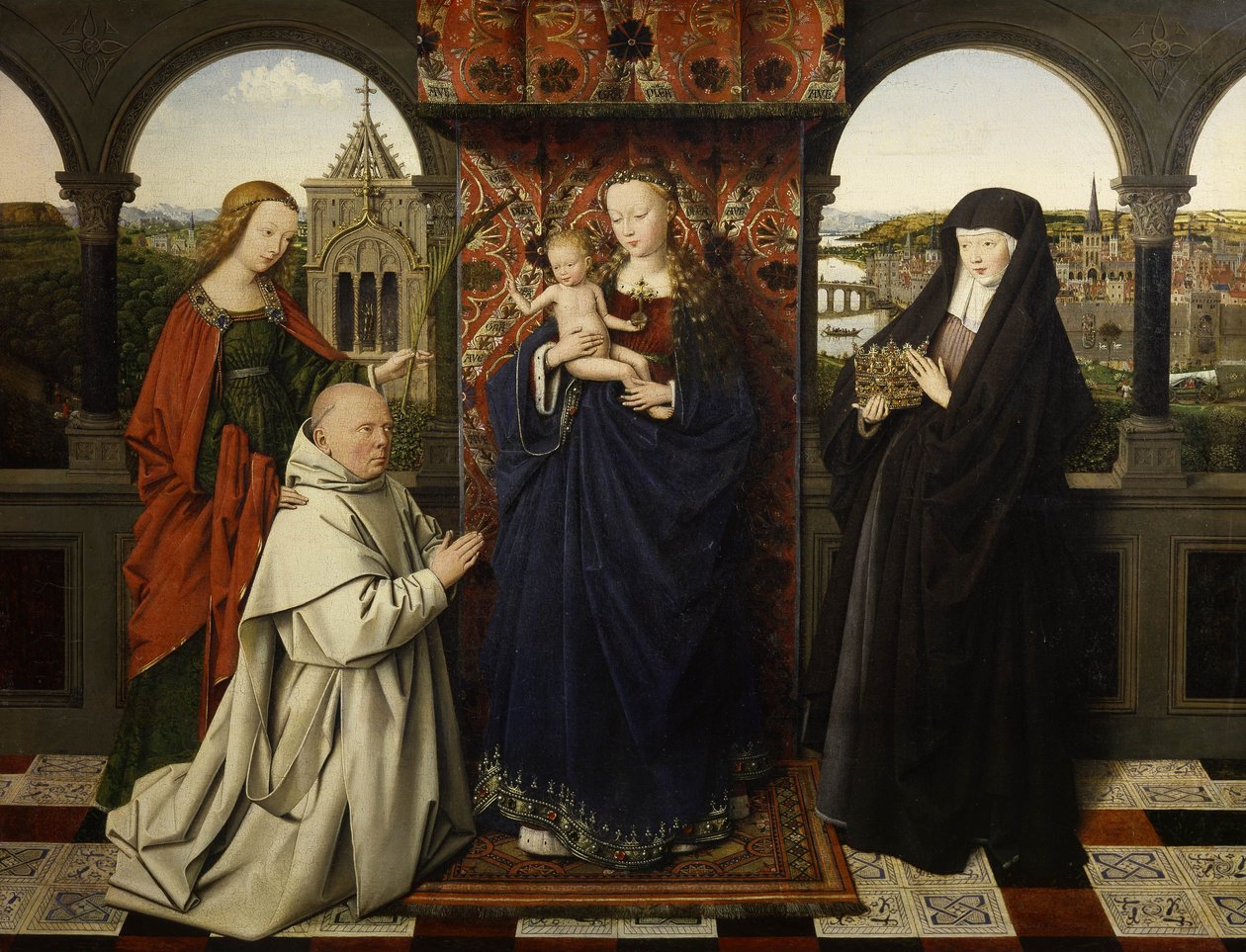 Virgin and Child, with Saints and Donor av Jan van Eyck