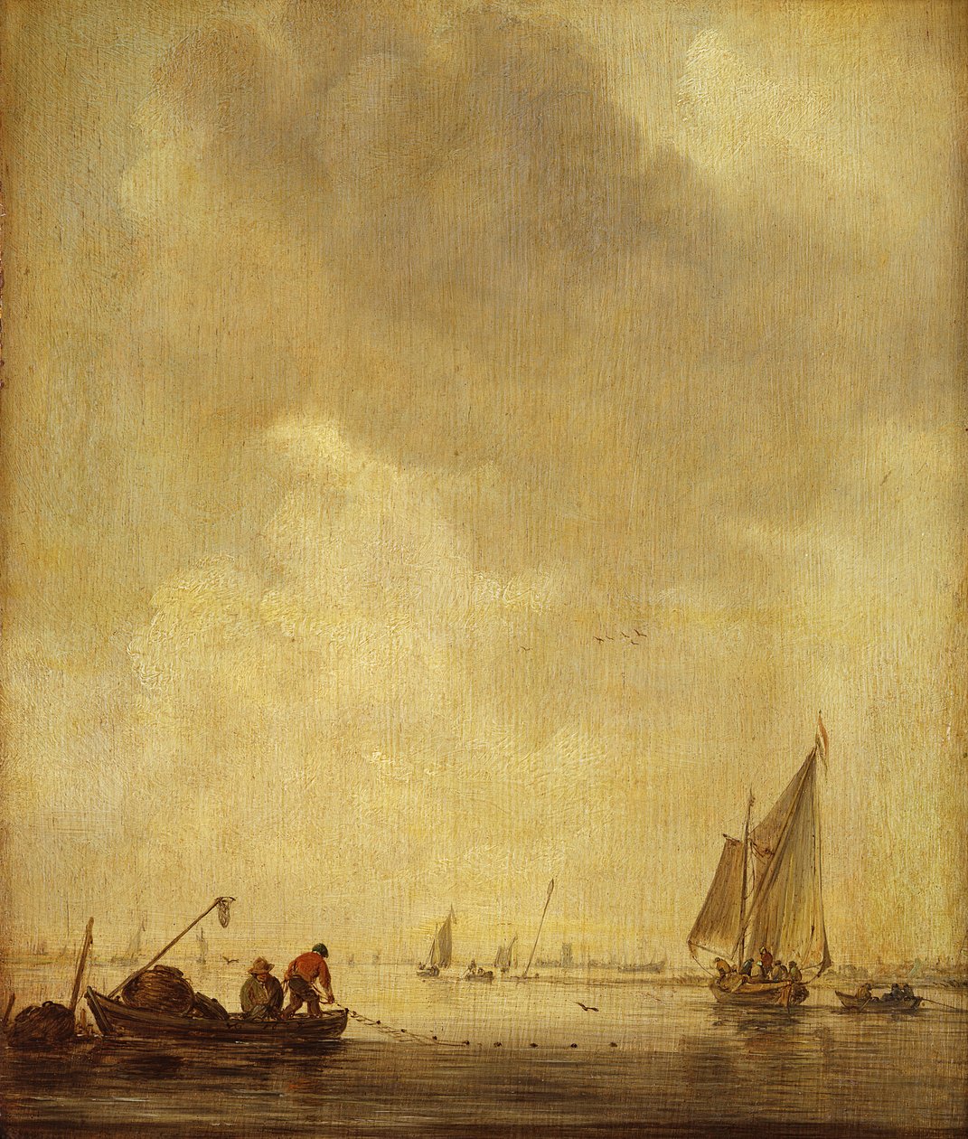 En flodscen, med fiskare som lägger ett nät, 1638 (olja på ek) av Jan Josephsz van Goyen