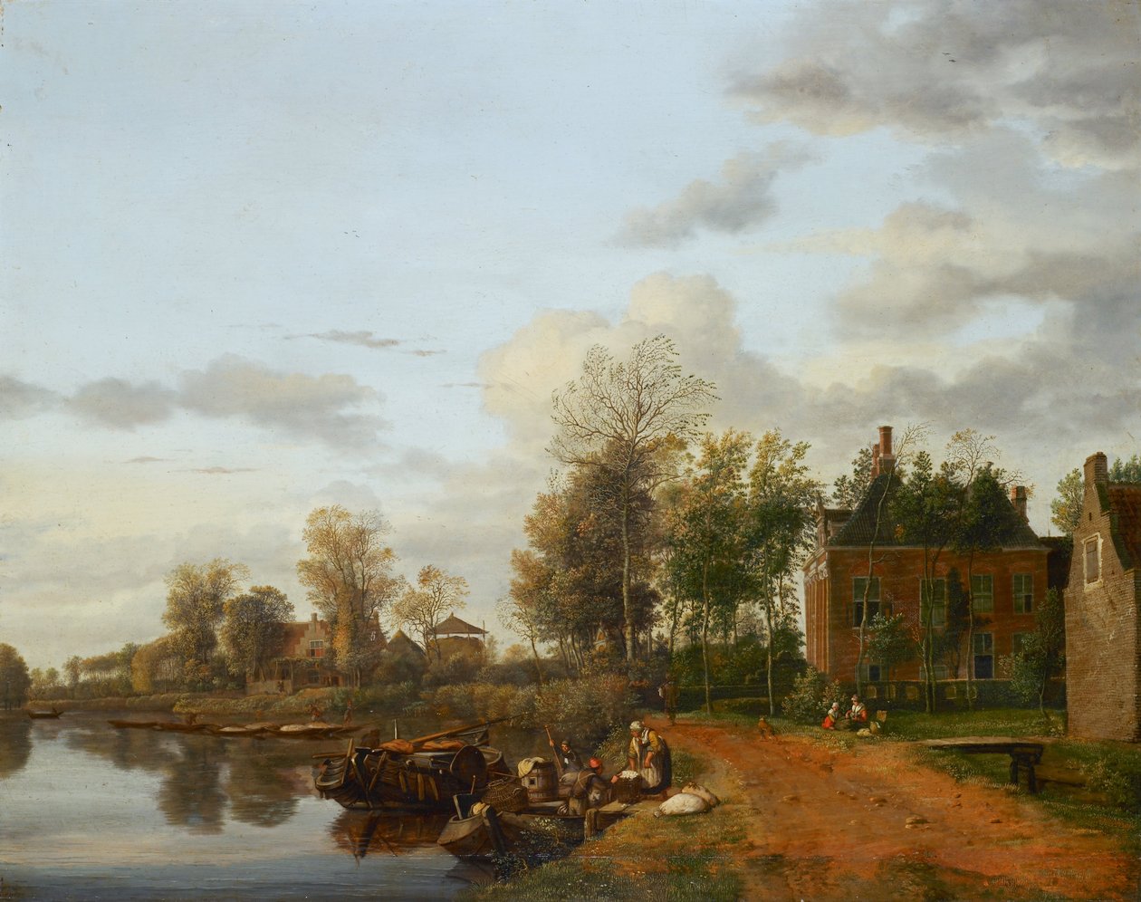Hus på Vliet nära Delft av Jan van de Heyden