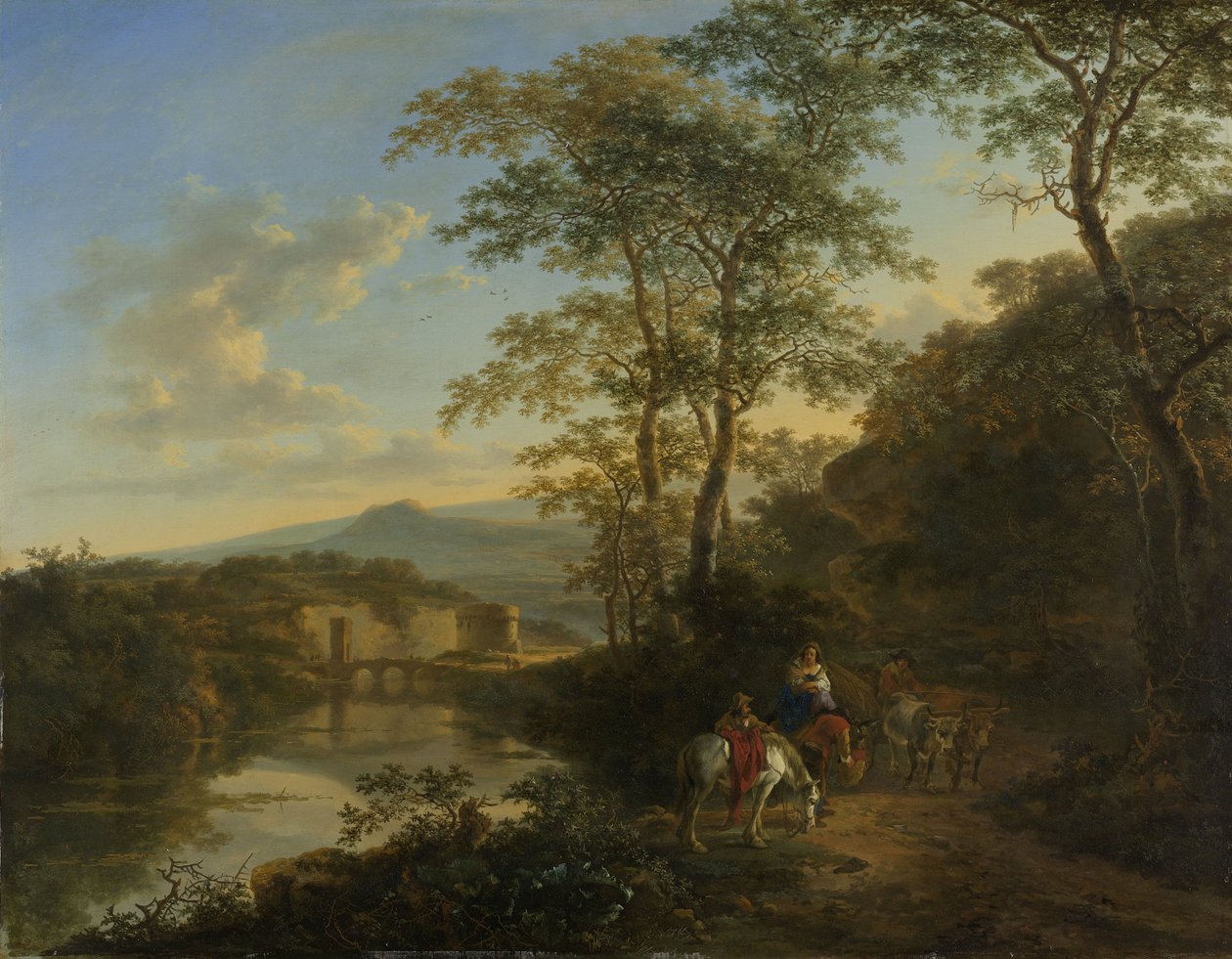 Italian landscape with the Ponte Molle av Jan Dirksz Both