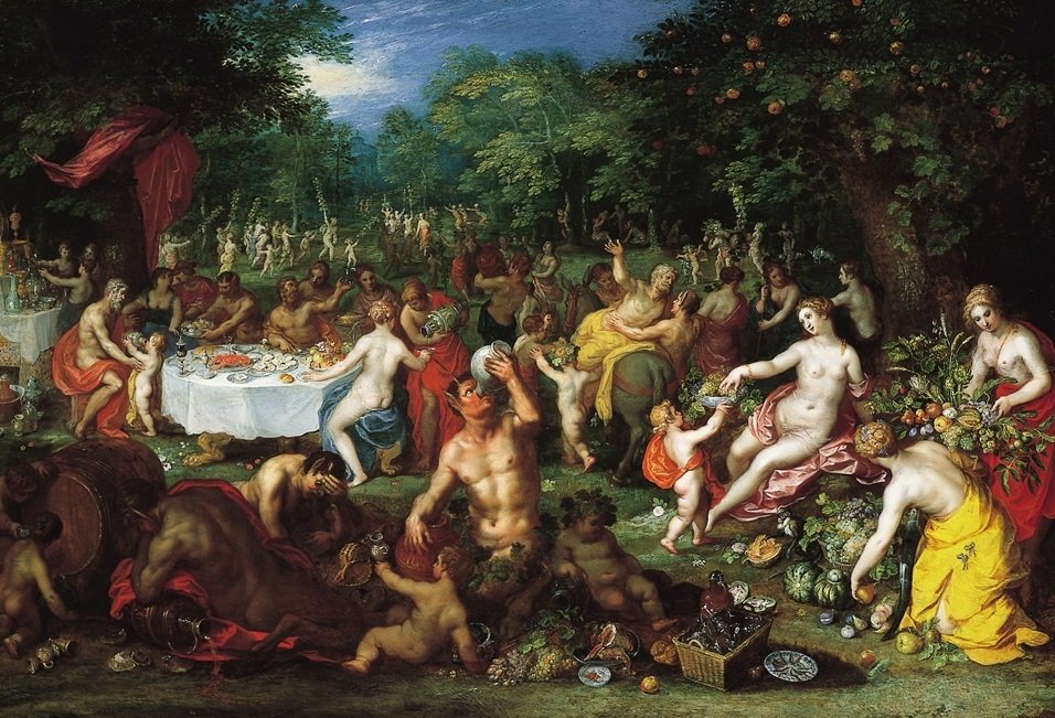 A Bacchanal av Jan the Elder Brueghel