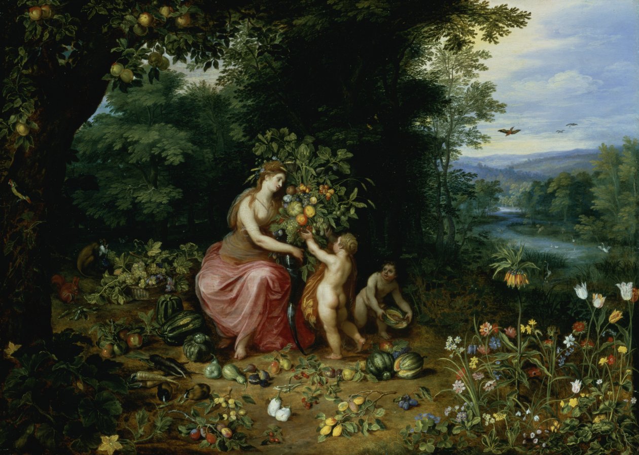 Allegory of Abundance (för detaljer se 124327) av Jan the Elder Brueghel