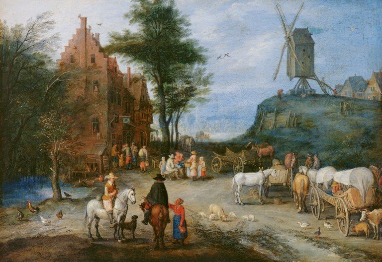 Dorfstraße av Jan the Elder Brueghel