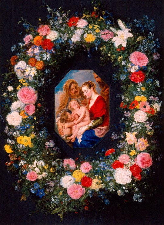 Holy Family with a Garland of Flowers  av Jan the Elder Brueghel