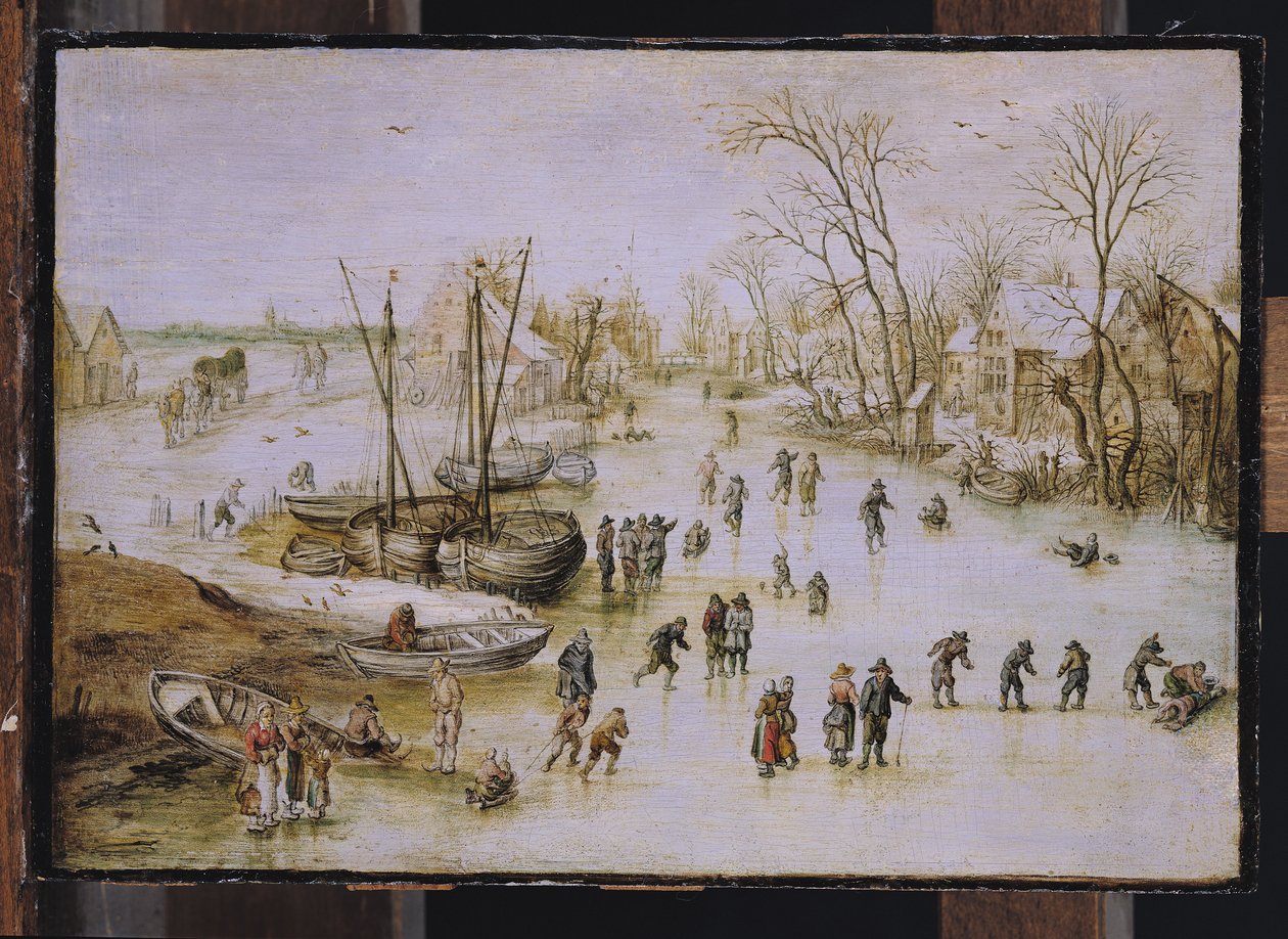 Skridskoåkare på sjön av Jan the Elder Brueghel