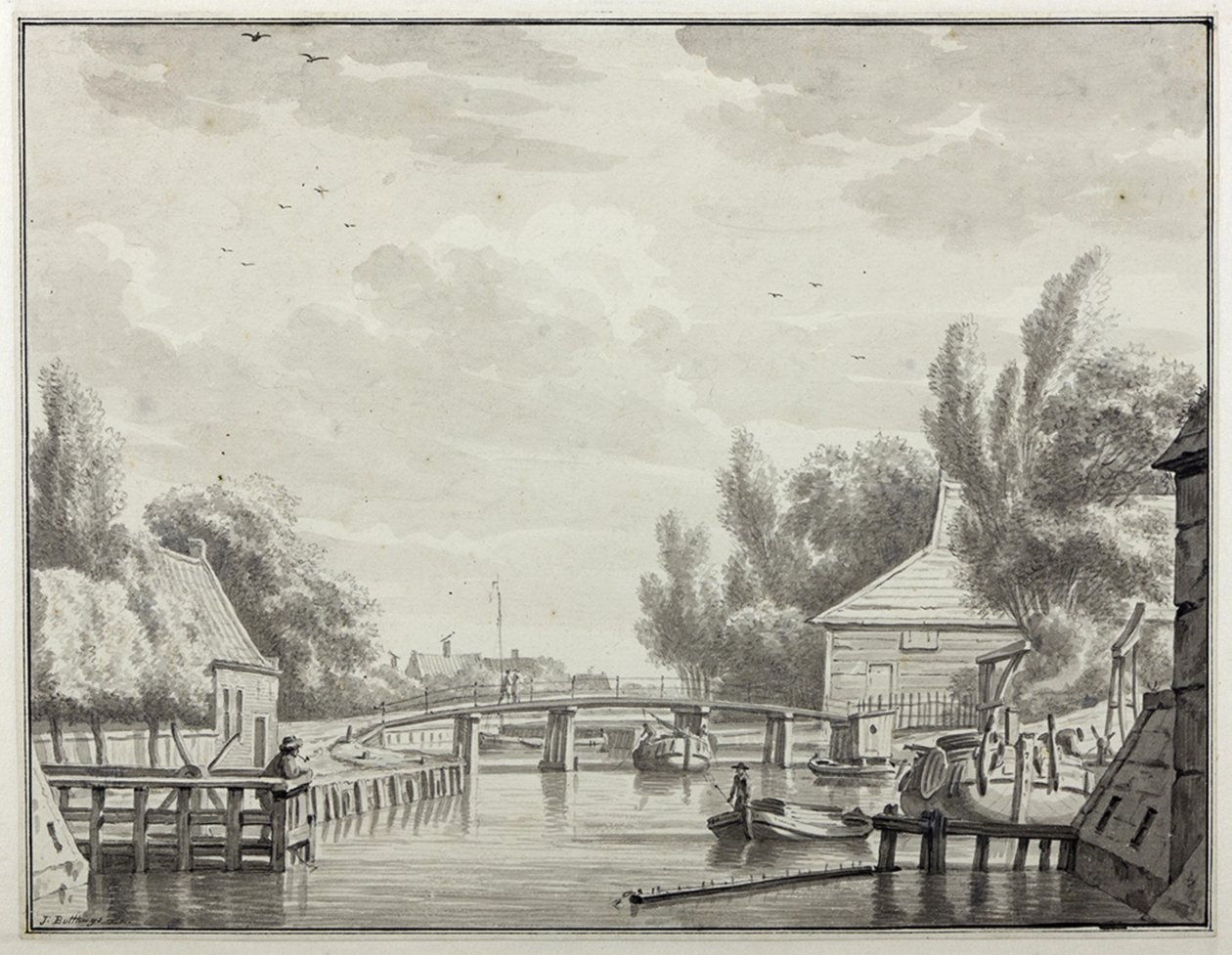Winschoterdiep met Bontebrug, gezien vanuit de stad av Jan Bulthuis
