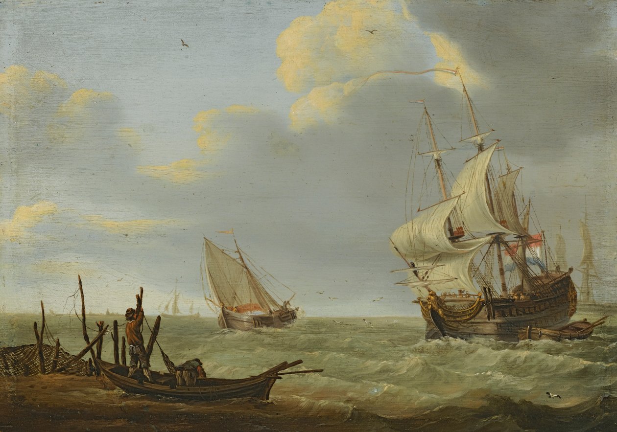 Vessels in a breeze av Jan Claesz Rietschoof
