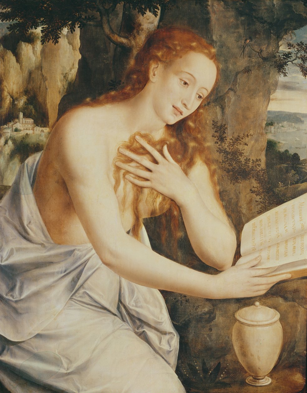 Mary Magdalene en Prayer (olja på trä) av Jan Massys or Metsys