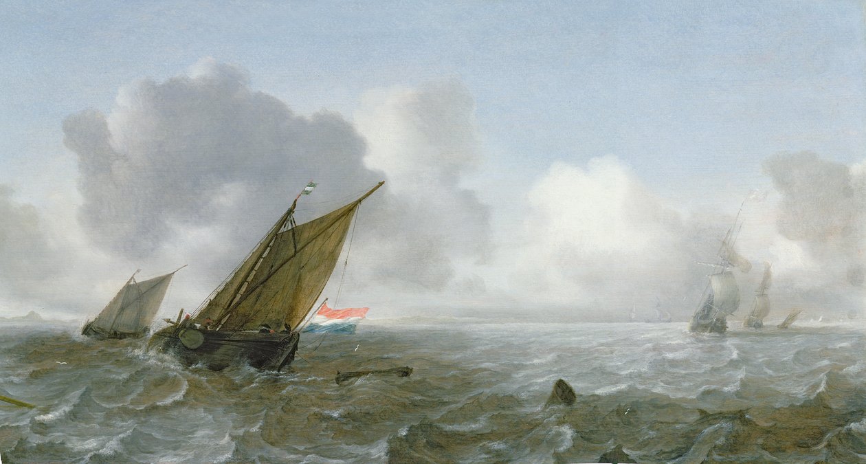 Frakt offshore i en bris, 1600-talet av Jan Porcellis