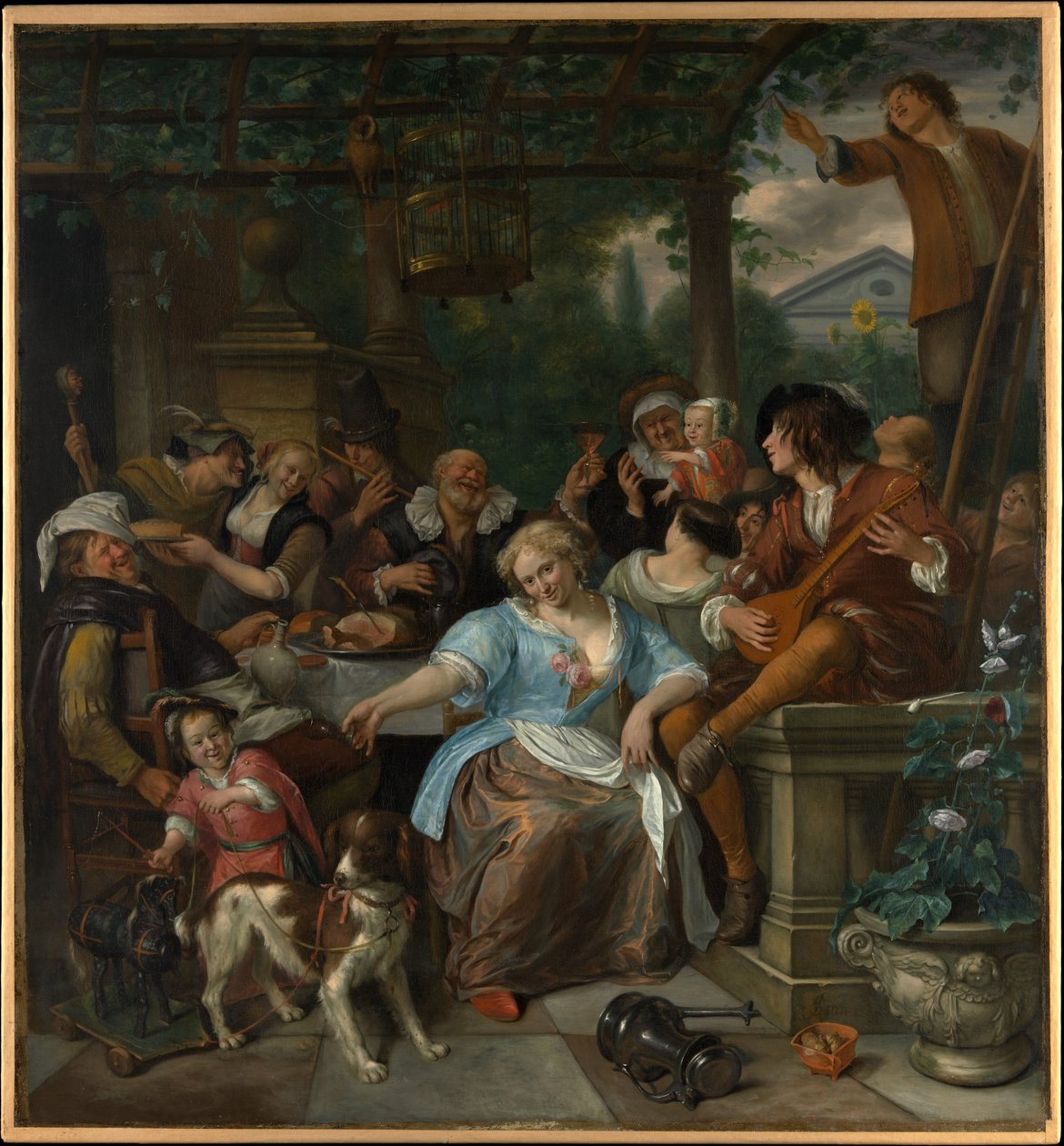 Merry company on a terrace av Jan Havickszoon Steen