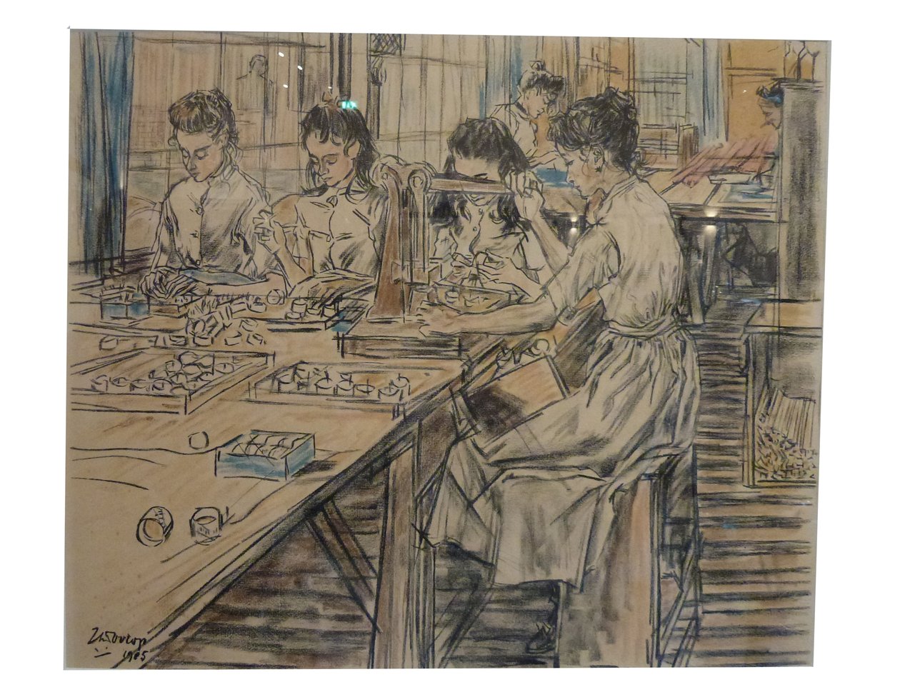  Nachtlichten 1 van de 12 lithos die Toorop maakte over de fabricage van kaarsenn av Jan Toorop