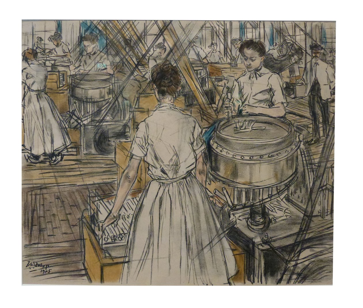  Rogneerkamer 1 van de 12 lithos die Toorop maakte over de fabricage van kaarsenn av Jan Toorop