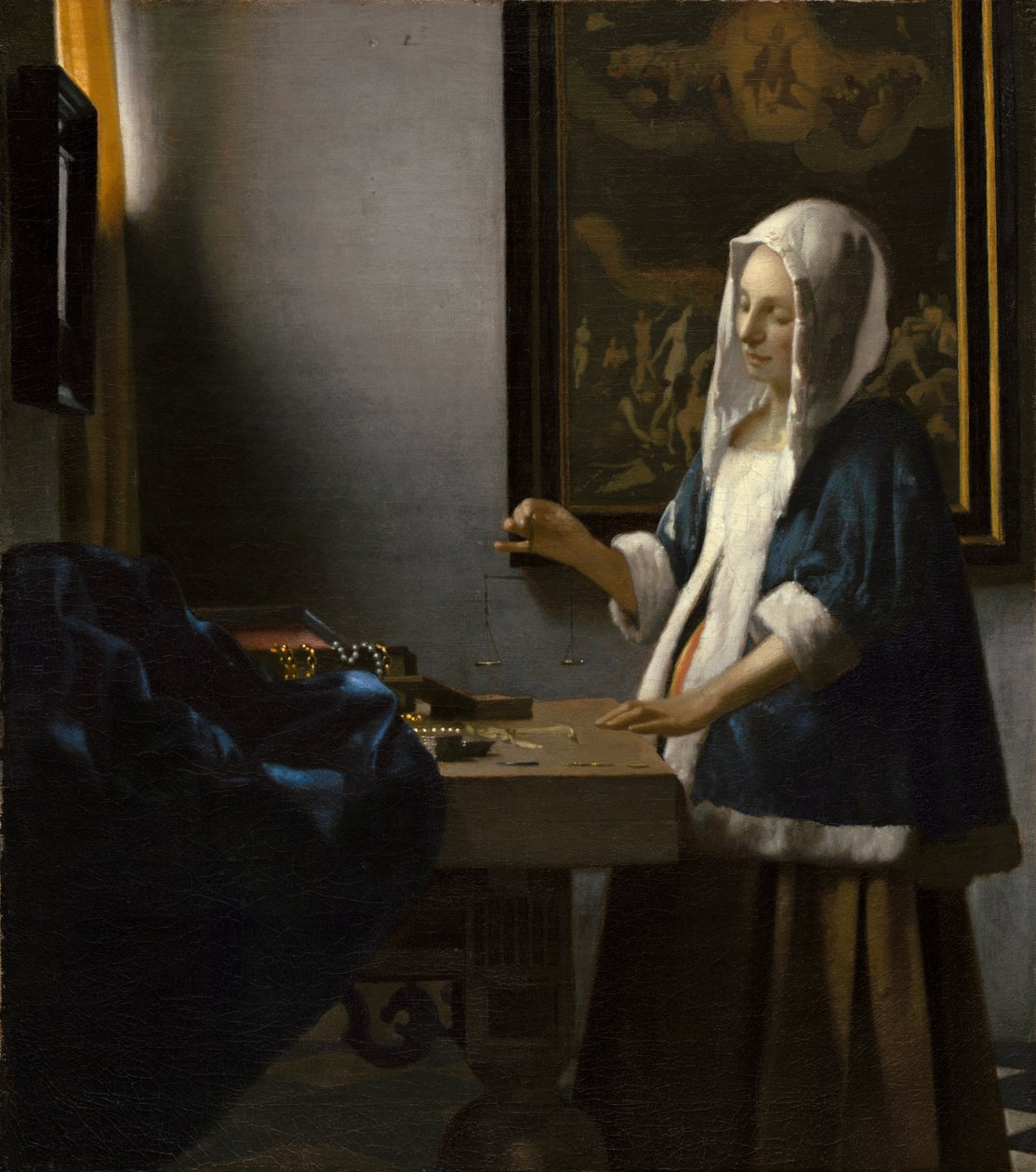 Kvinna som håller en balans av Jan Vermeer van Delft