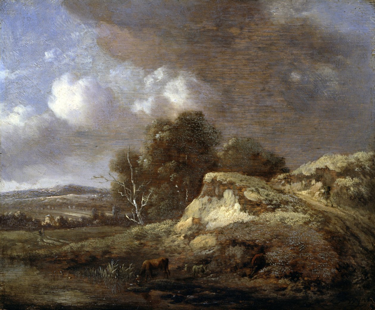 Landscape with Cow drinking av Jan Wijnants