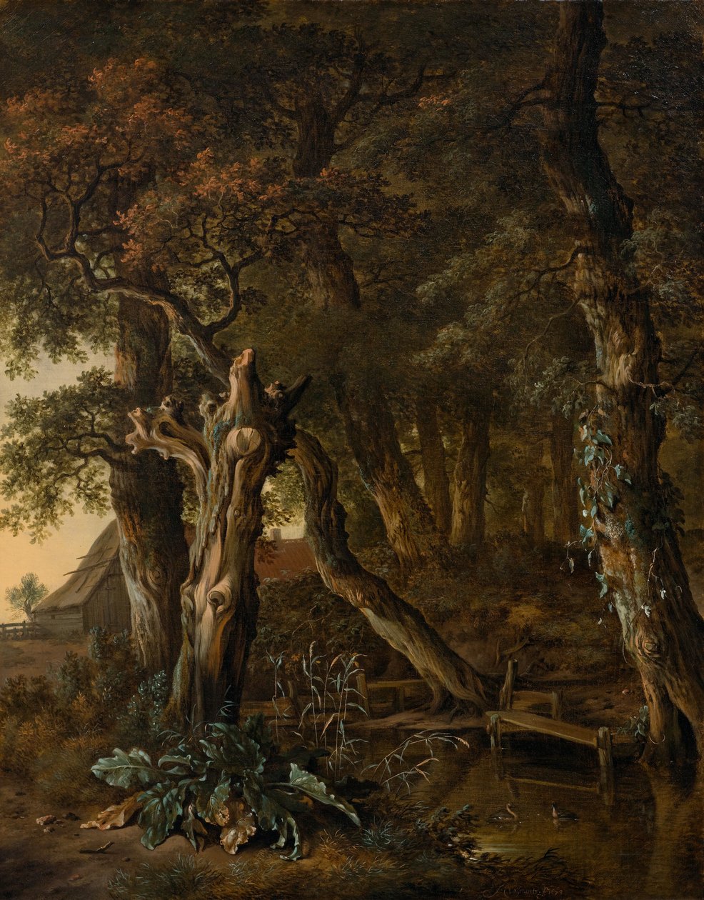 Skogslandskap med en bro av Jan Wijnants