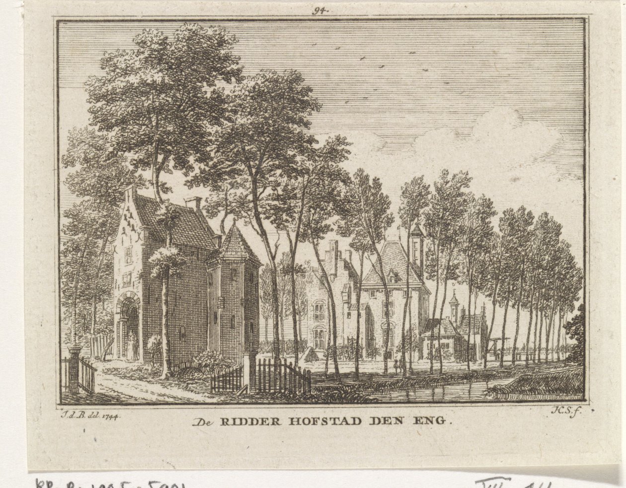 Utsikt över slottet Den Engh, Vleuten - 1773 av Jan de Beijer