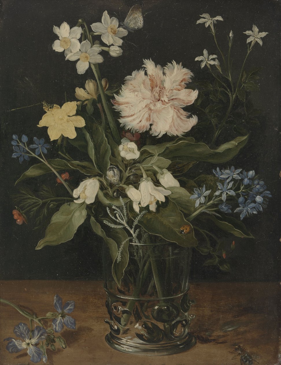 Stilleben med blommor i ett glas, 1630 (olja på koppar) av Jan the Elder Brueghel