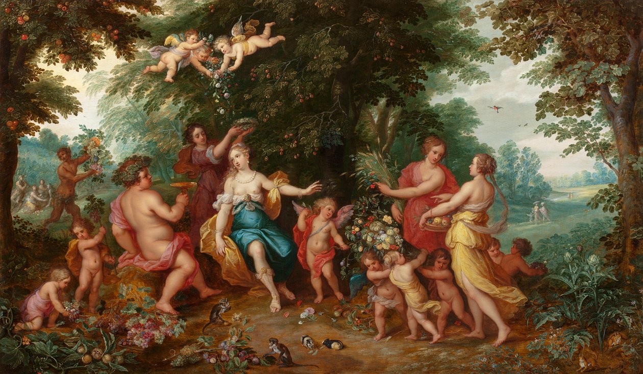 Allegori om överflöd av Jan the Younger and Francken or Franck, Ambrosius II Brueghel