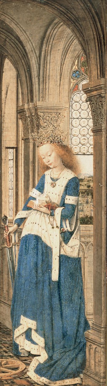 Triptych of Mary and Child, St. Michael, and the Catherine  av Jan van Eyck